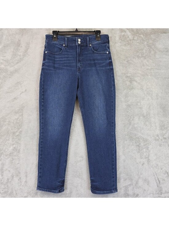 GAP Denim - Gap High Rise Cigarette Jeans Womens 12 Blue Dark Wash Tapered Stretch Denim
